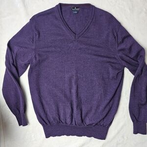 Toscano sweater mens large 100%  Merino wool Pullover  Purple made in Italy